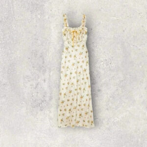 NEW Reformation Erdem ruffled floral-print silk-charmeuse midi dress Small B2401